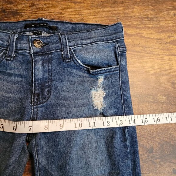 Flying Monkey Jeans Womens 26 Skinny Low Rise Ripped Zip Ankle Medium Dark Wash - Picture 8 of 12